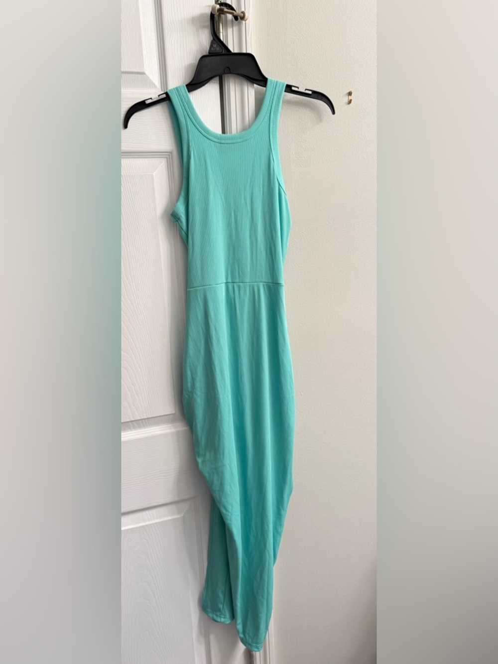 Sleeveless Ruched High-Slit Maxi Dress in Mint - Picture 7 of 7